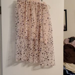 Size 2x pink fluffy skirt with glitter silver star